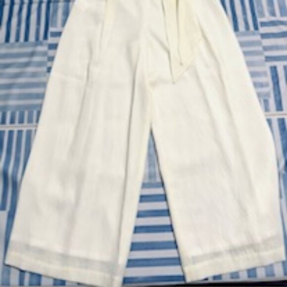 Club Monaco Ivory Tie Waist Trousers & Matching Ruffled String Tie Top - Picture 4 of 8